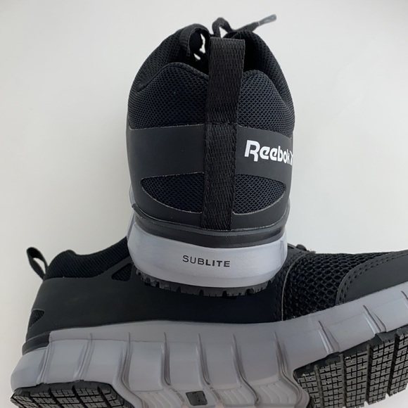 REEBOK WOMENS WORK SHOES SLIP AND OIL RESISTANT BLACK MEMORY TECH VEGAN - Picture 13 of 13